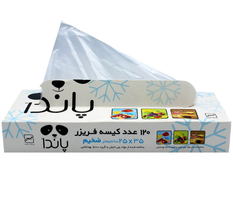 کیسه فریزر ضخیم جعبه ای ۱۲۰ عددی پاندا