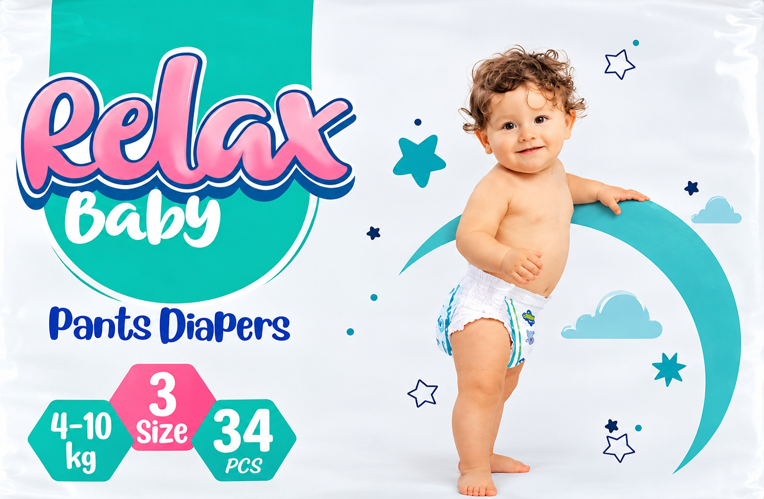 پوشک شورتی ریلکس بیبی سایز3 بسته 34 عددی
